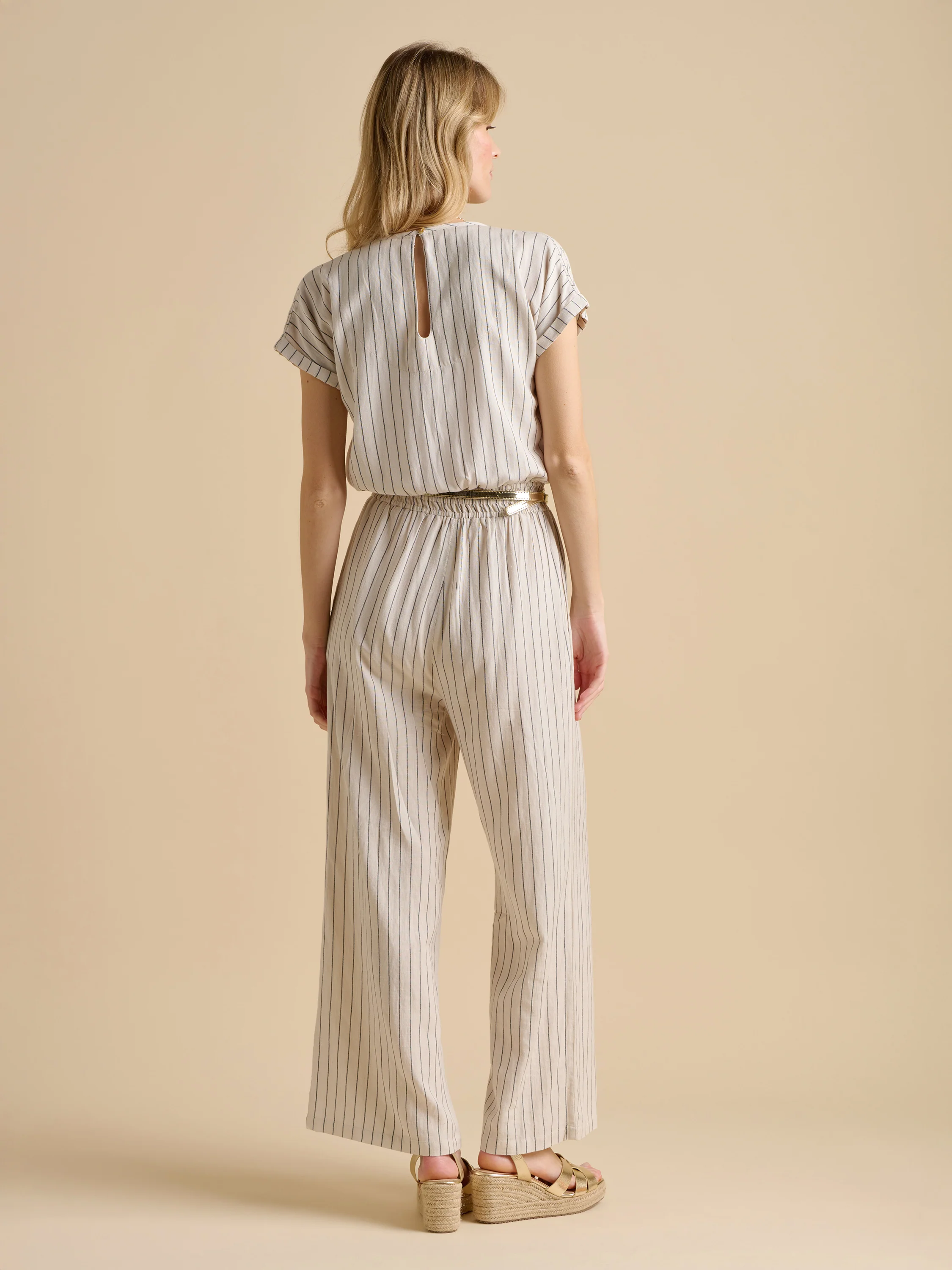 Wide Leg Stripe Jumpsuit - Image 2