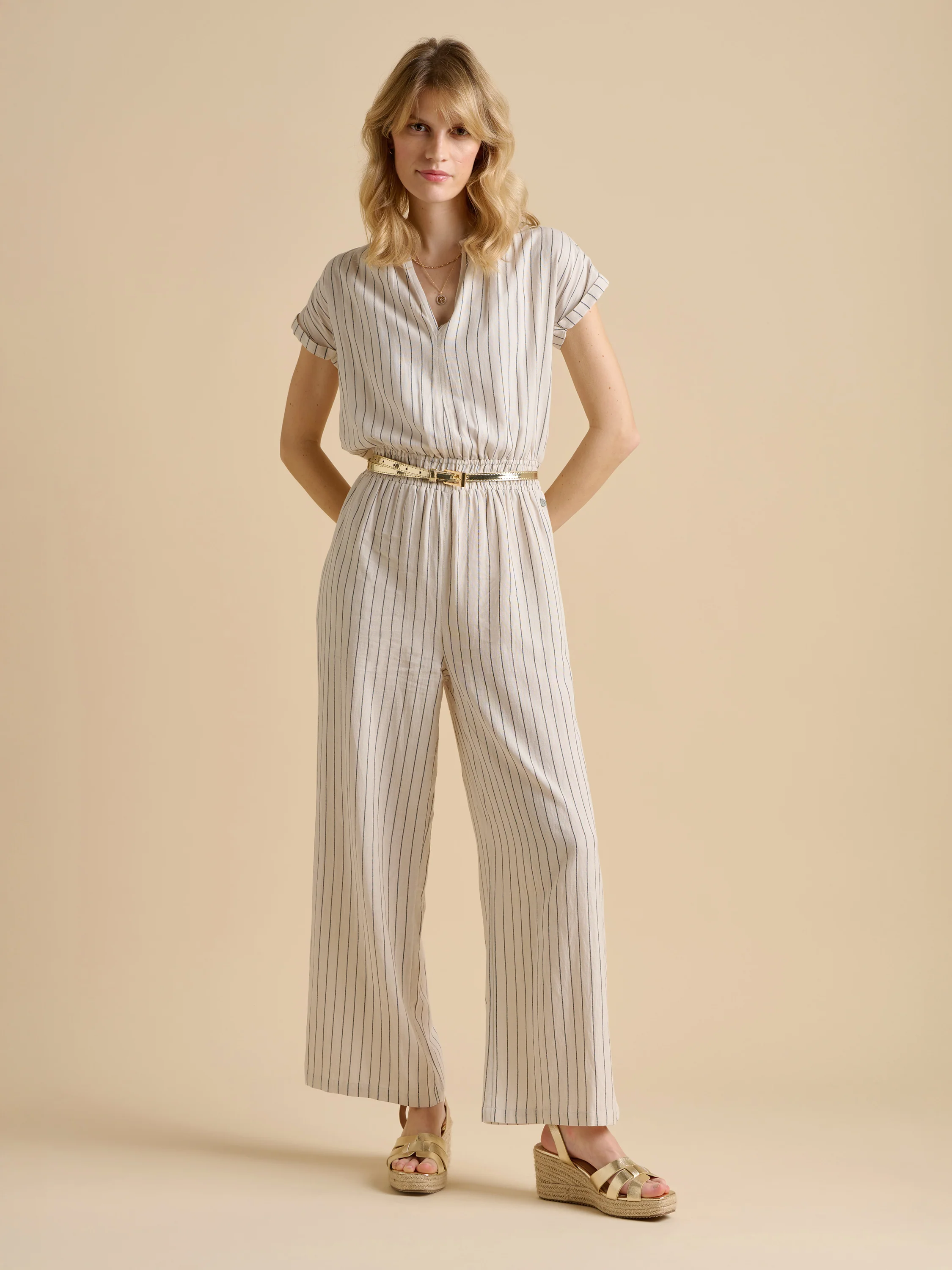 Wide Leg Stripe Jumpsuit - Image 3