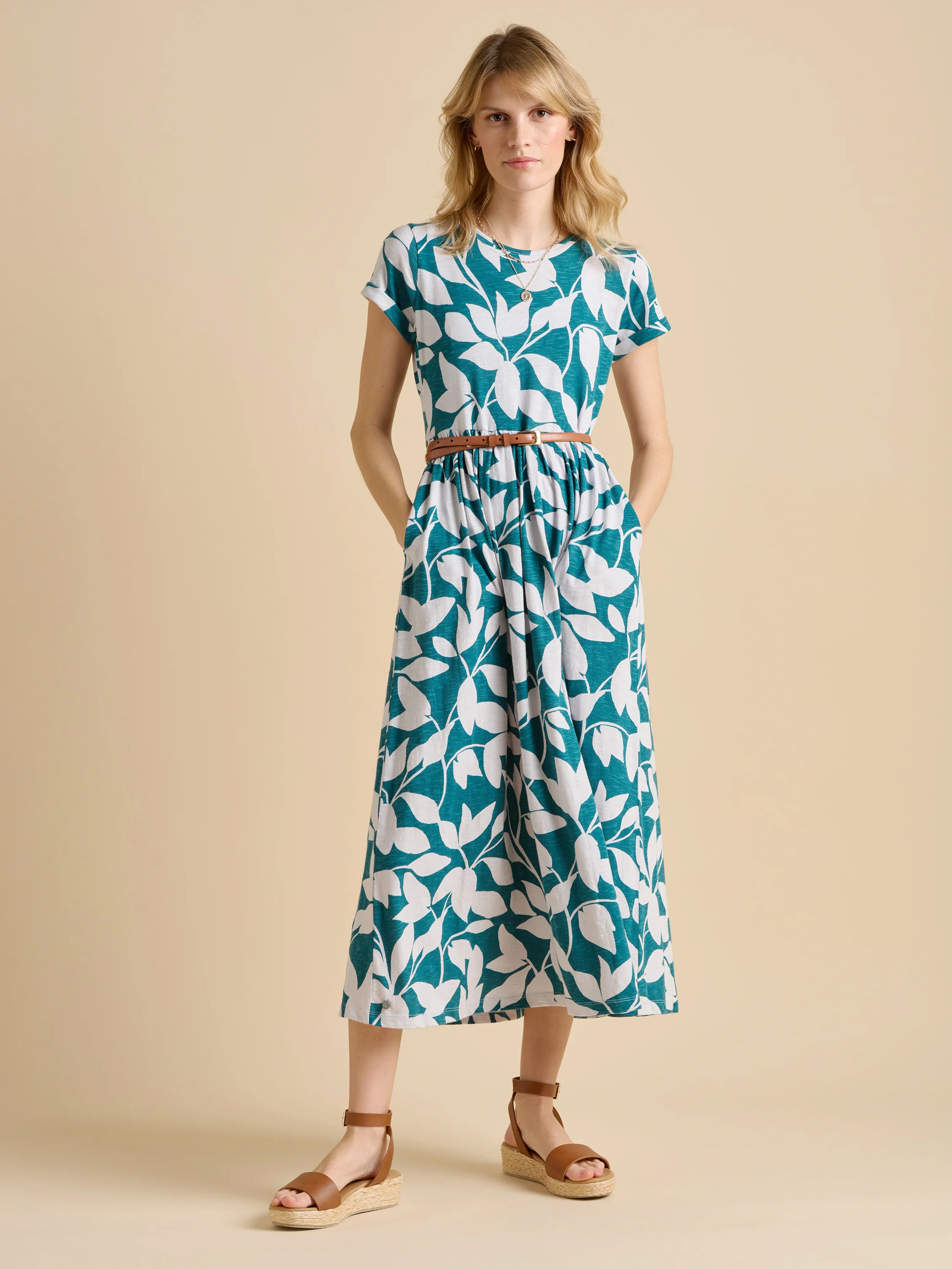 Woodland Leaves Maxi Jersey Dress - Image 4