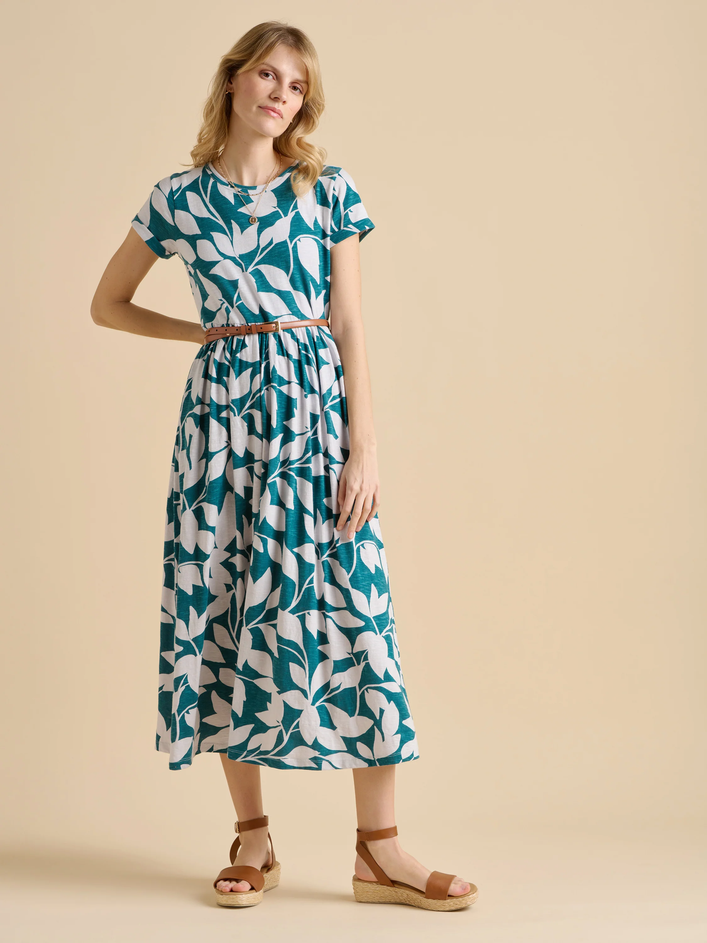 Woodland Leaves Maxi Jersey Dress - Image 5
