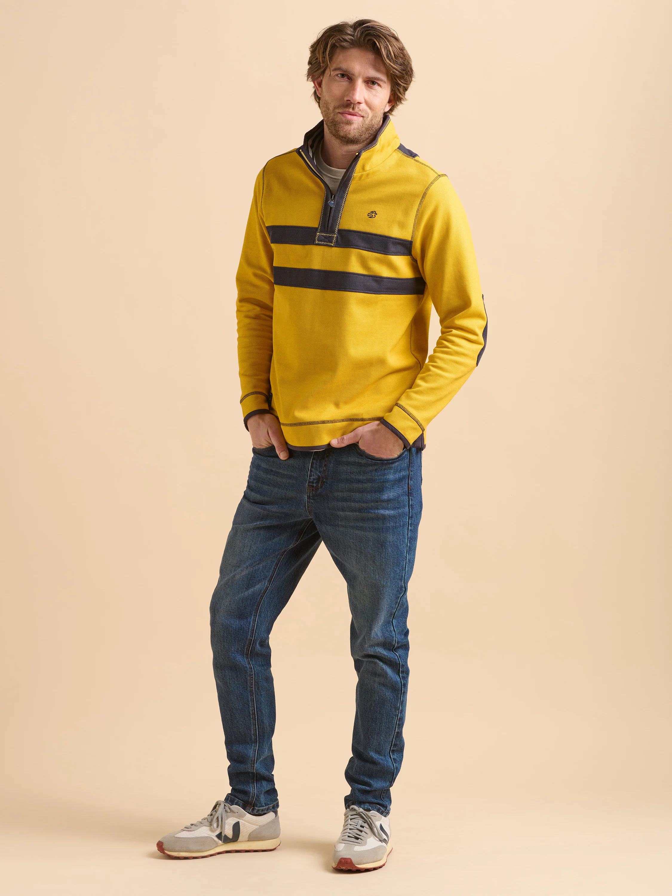 Yellow Pique Quarter Zip