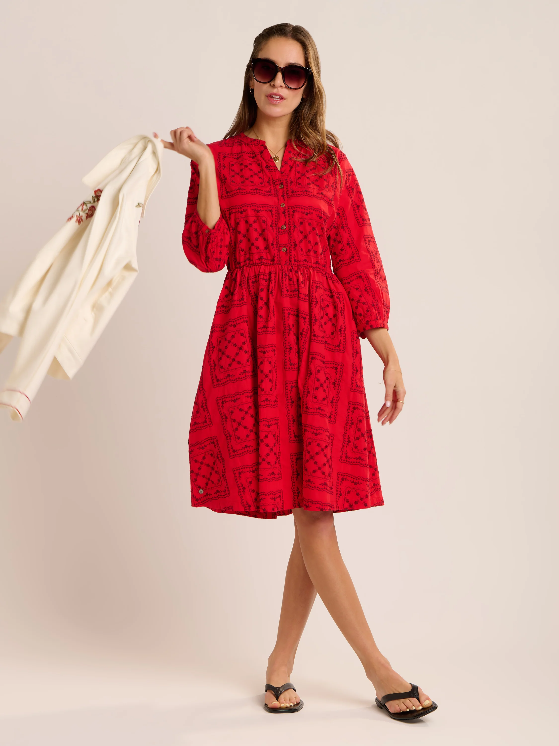 Zora Embroidered Knee Length Dress - Image 5