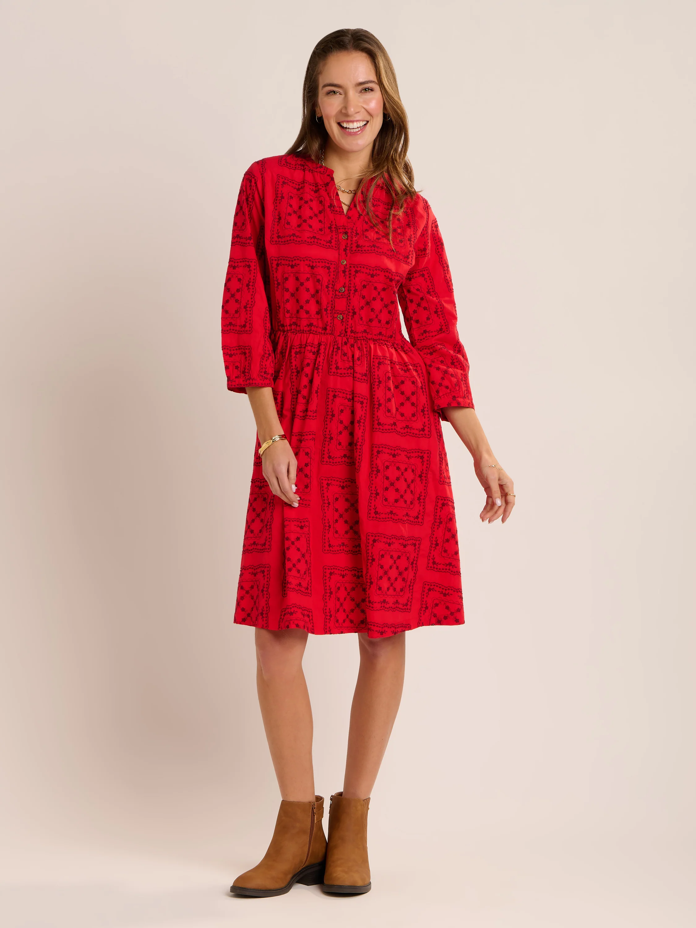 Zora Embroidered Knee Length Dress - Image 6